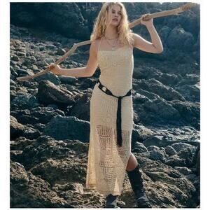 Free People Dahlia Midi Dress Crochet Ivory Halter